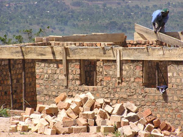 There was no scaffolding and we only built the first floor of the two storey building.