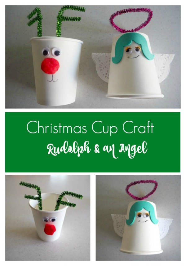 reindeer and angel christmas cup