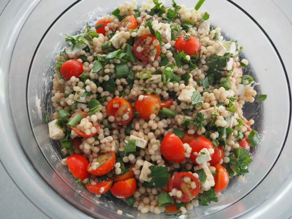 tradie's lunchbox pearl couscous salad