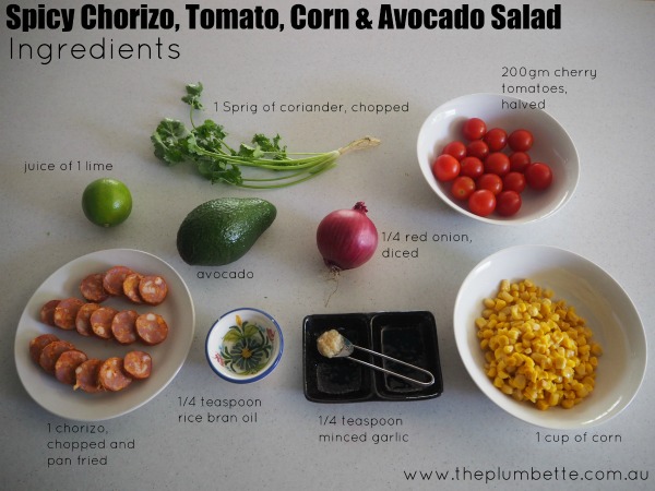 tradie's lunchbox chorizo salad ingredients
