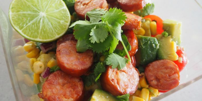 tradie's lunchbox spicy chorizo salad