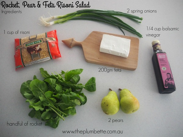 rocket, pear and feta risoni salad
