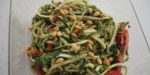 zucchini noodle pesto salad with capsicum and pine nuts