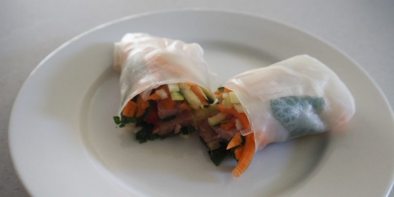 Tradie's Lunchbox - Beef, Vegetable and 2-Minute Noodle Rice Paper Rolls with Sesame Sauce