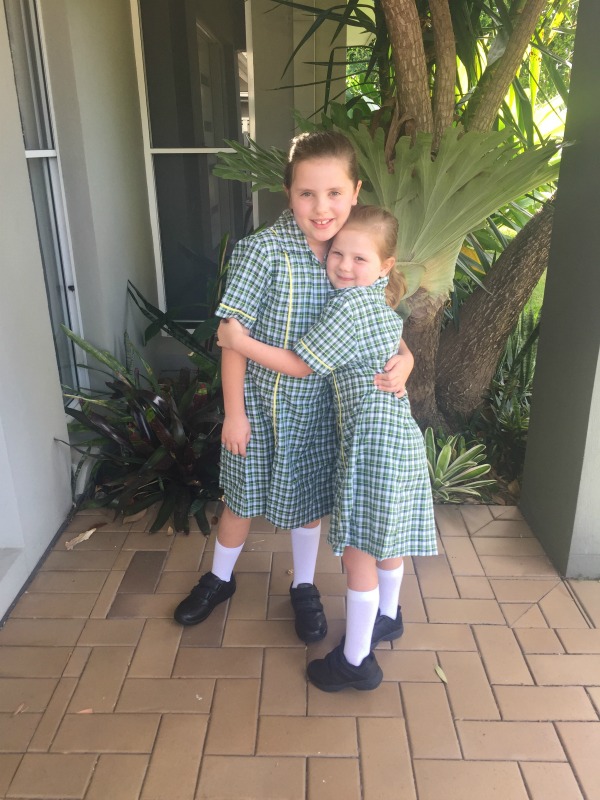 Esther and Maggie first day at school 2018