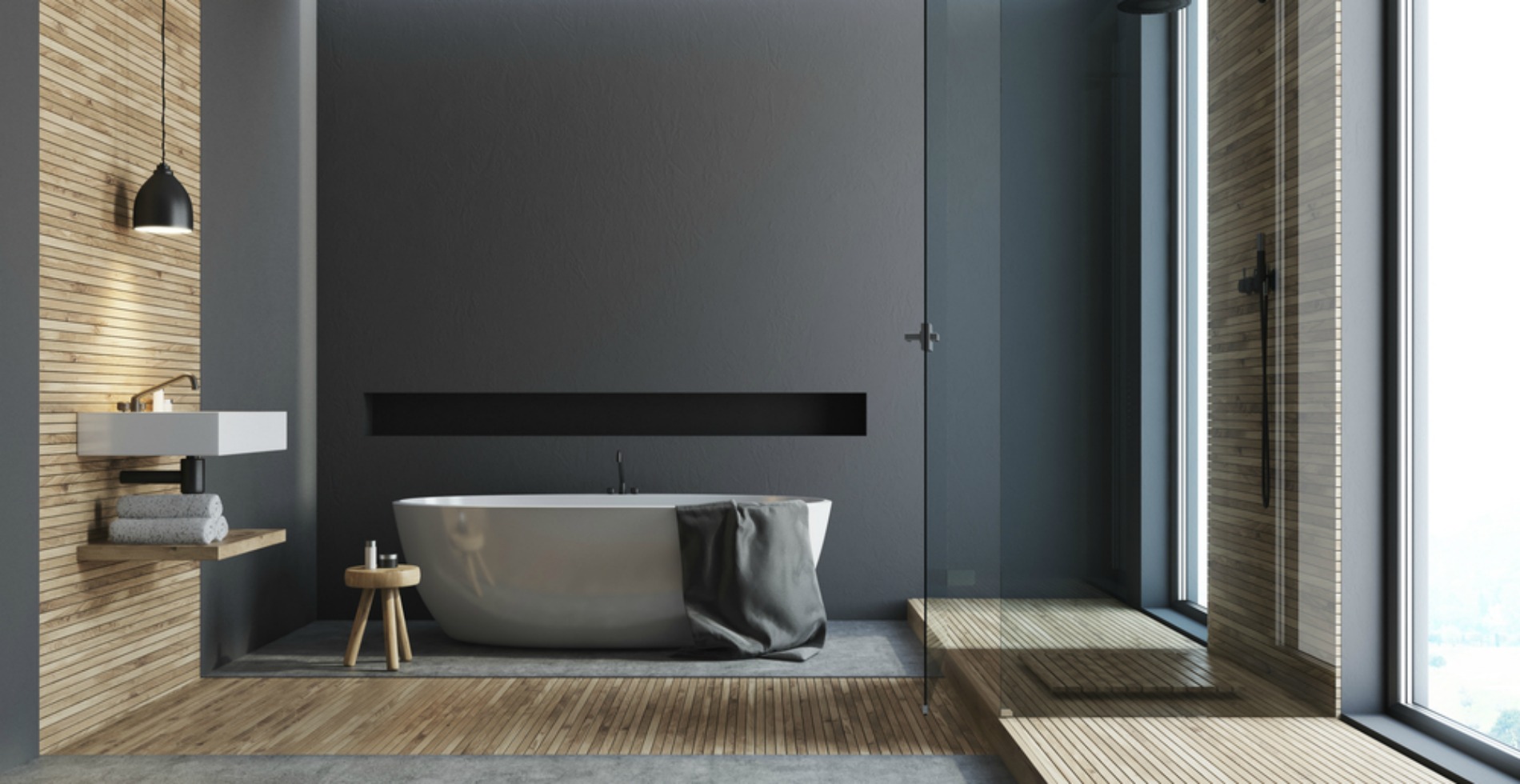 Back To Wall Freestanding Bath Is A Great Option When Space Is Limited