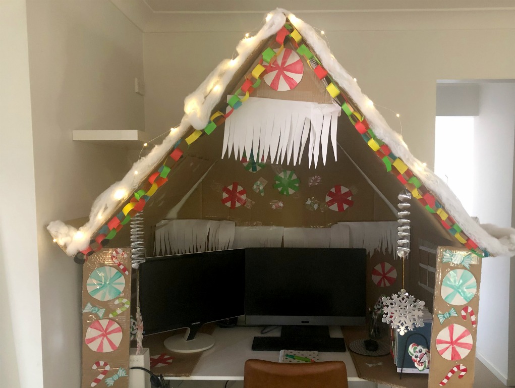 I Turned My Work At Home Desk Into A Gingerbread House The Plumbette