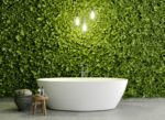 Living wall vertical gardens in bathrooms