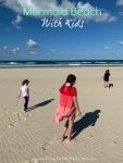 Mermaid beach with kids pin