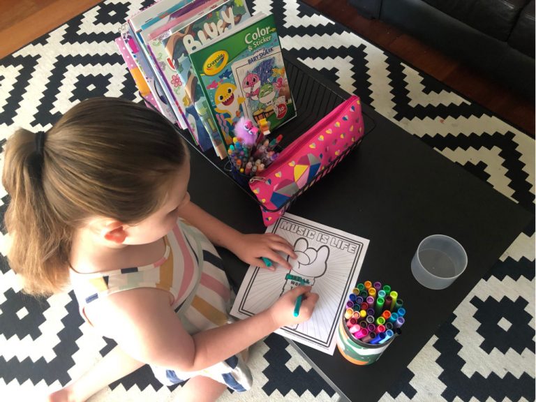 Use a dish rack for colouring book storage