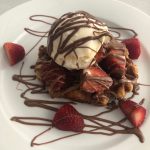 Chocolate Strawberry Waffles On plate