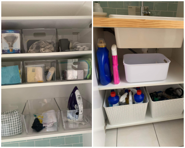 storage in laundry above and below in cupboards